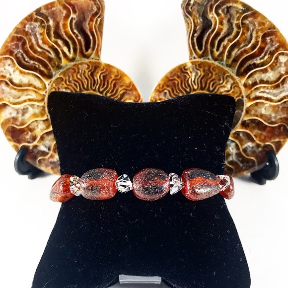 HP Raw Genuine Amber & Herkimer Diamond Bracelet - Picture 3 of 5